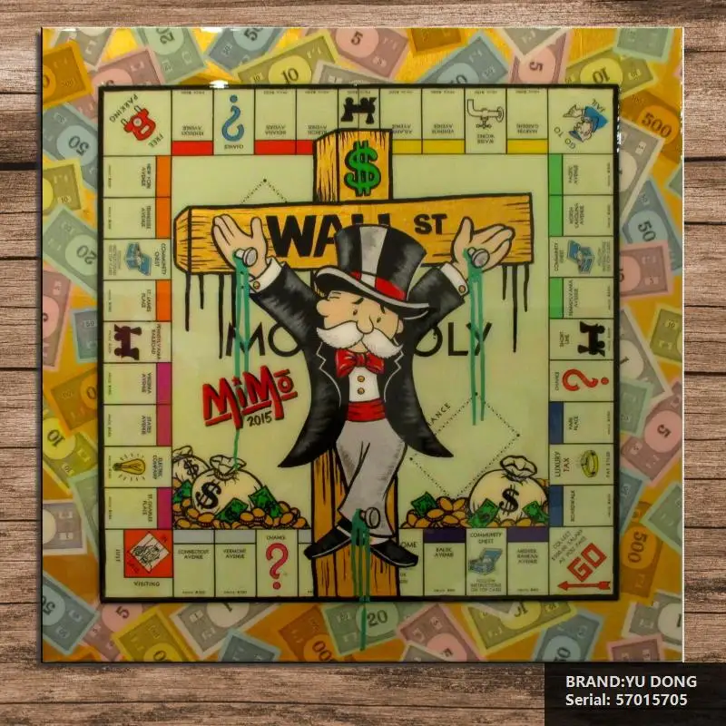 Алек монополия Мультфильм Абстрактная Живопись маслом Рисование искусство