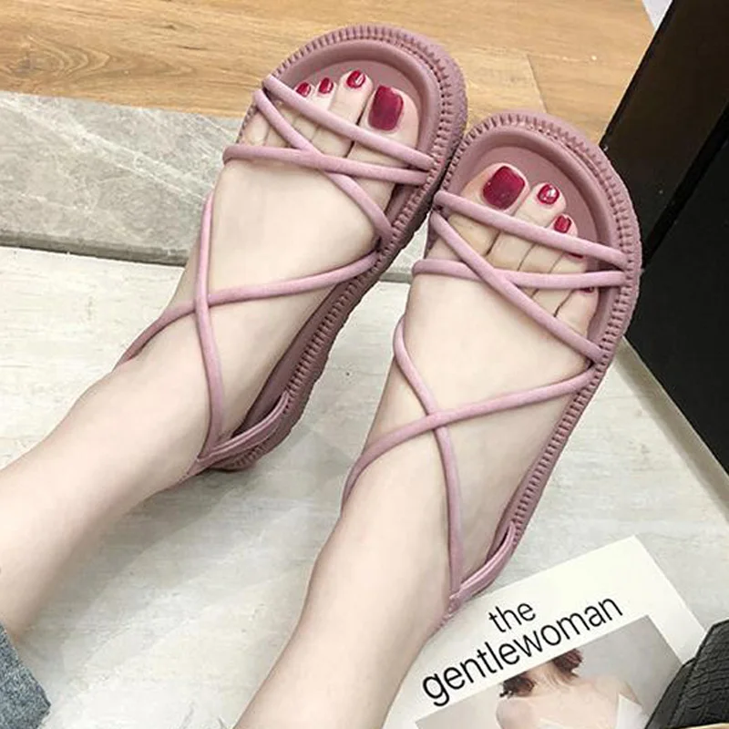 Простые сандалии-гладиаторы женская обувь сезон лето Новинка 2019 года