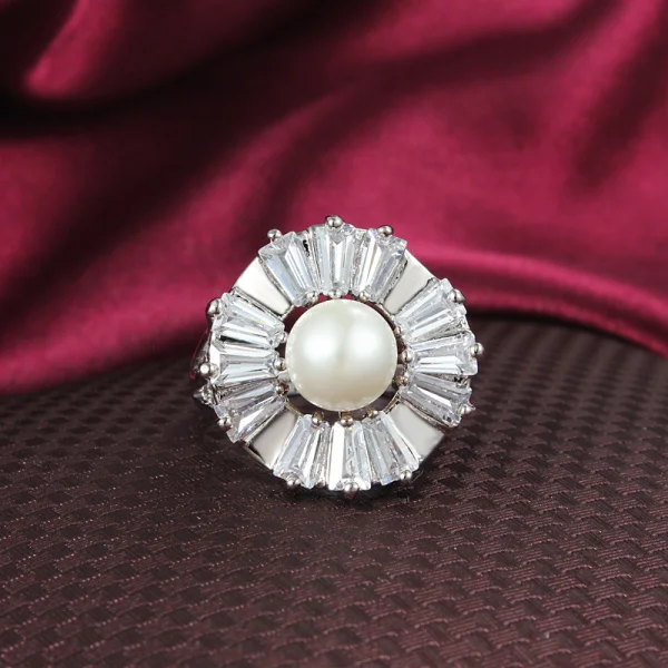 Позолоченное или серебряное кольцо красивый Хрустальный цветок с жемчугом из