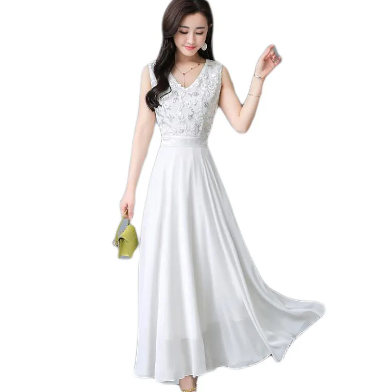 Женское шифоновое платье с широкой юбкой длинное Приталенное кружевное большого