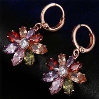 sparkling muticolor dangle earrings rose gold filled womens earrings gift inlaid aaa zircon