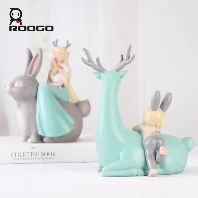 Статуэтки ROOGO из смолы с милыми животными украшение для дома креативный орнамент