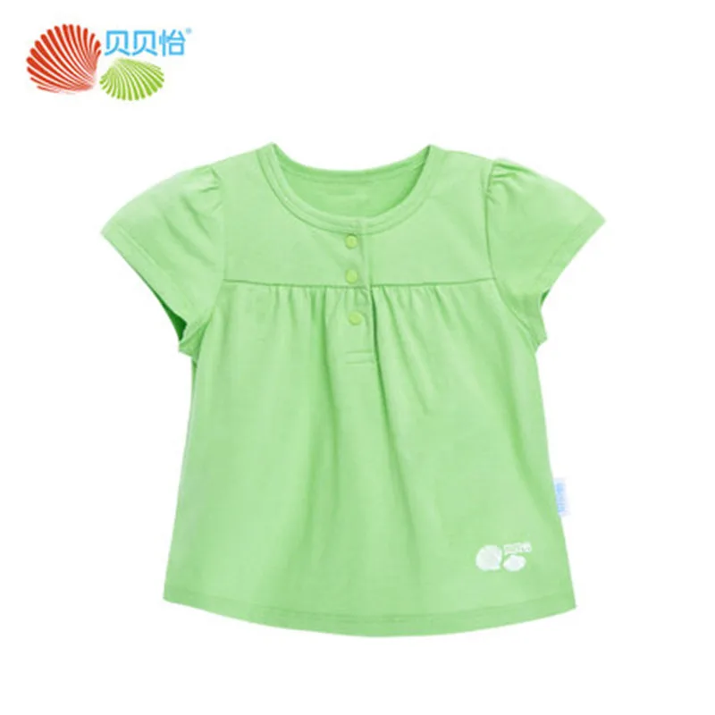 Лето 2017 девочка О-Образным Вырезом сладкий Футболка 100% хлопок 4 цвет дети одежда