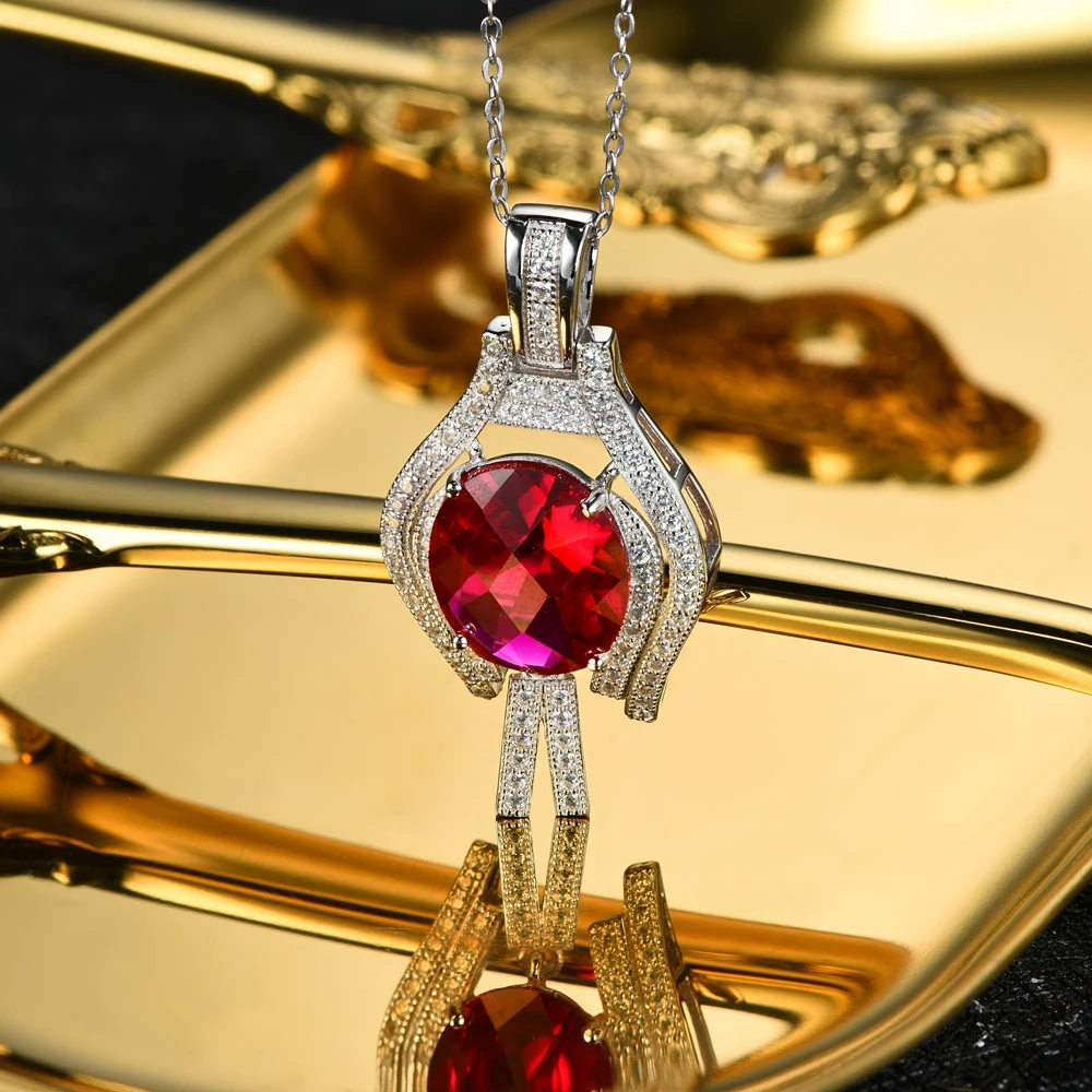 Женская подвеска с красным камнем L & zuan белое золото 7 98ct цепочкой из