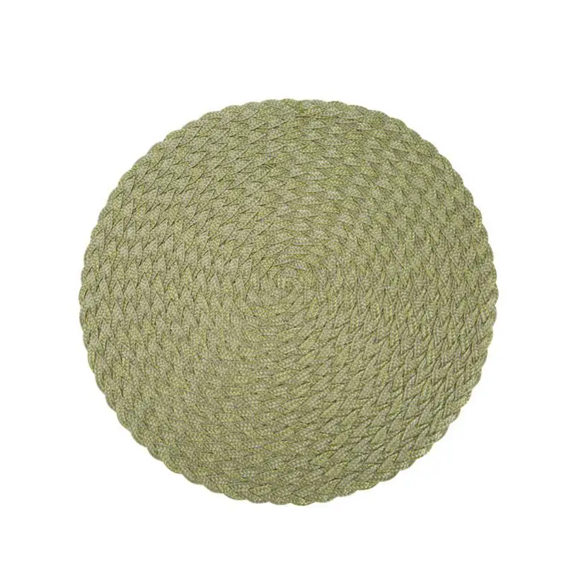 Green Изоляционный коврик PP Круглый тканый нескользящий Настольный коврик европейский минималистичный стиль изолированный подстаканник для домашнего ресторана - Цвет: Green