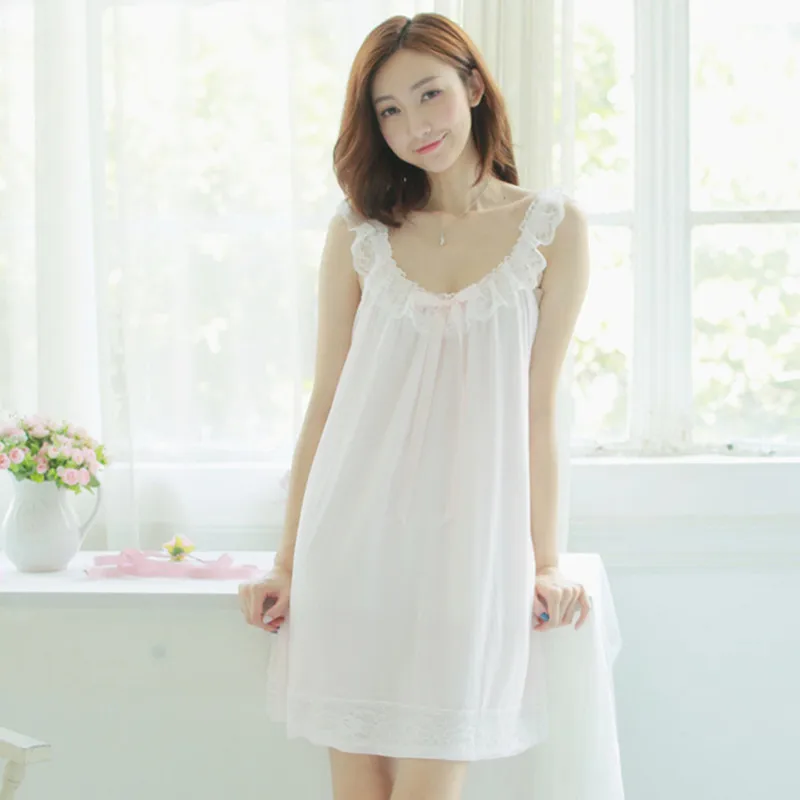 

Sexy nightgown Summer Palace condole sleeveless v-neck plus nightdress silk nightgown sweet lounge Women's nightgowns