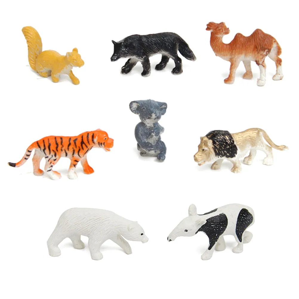 

Plastic 8pcs/set Zoo Animal Figure Tiger Lion Kids Toy Mini Wild Animals Action Figures Set Figurines Animal Toys Gifts for Kids