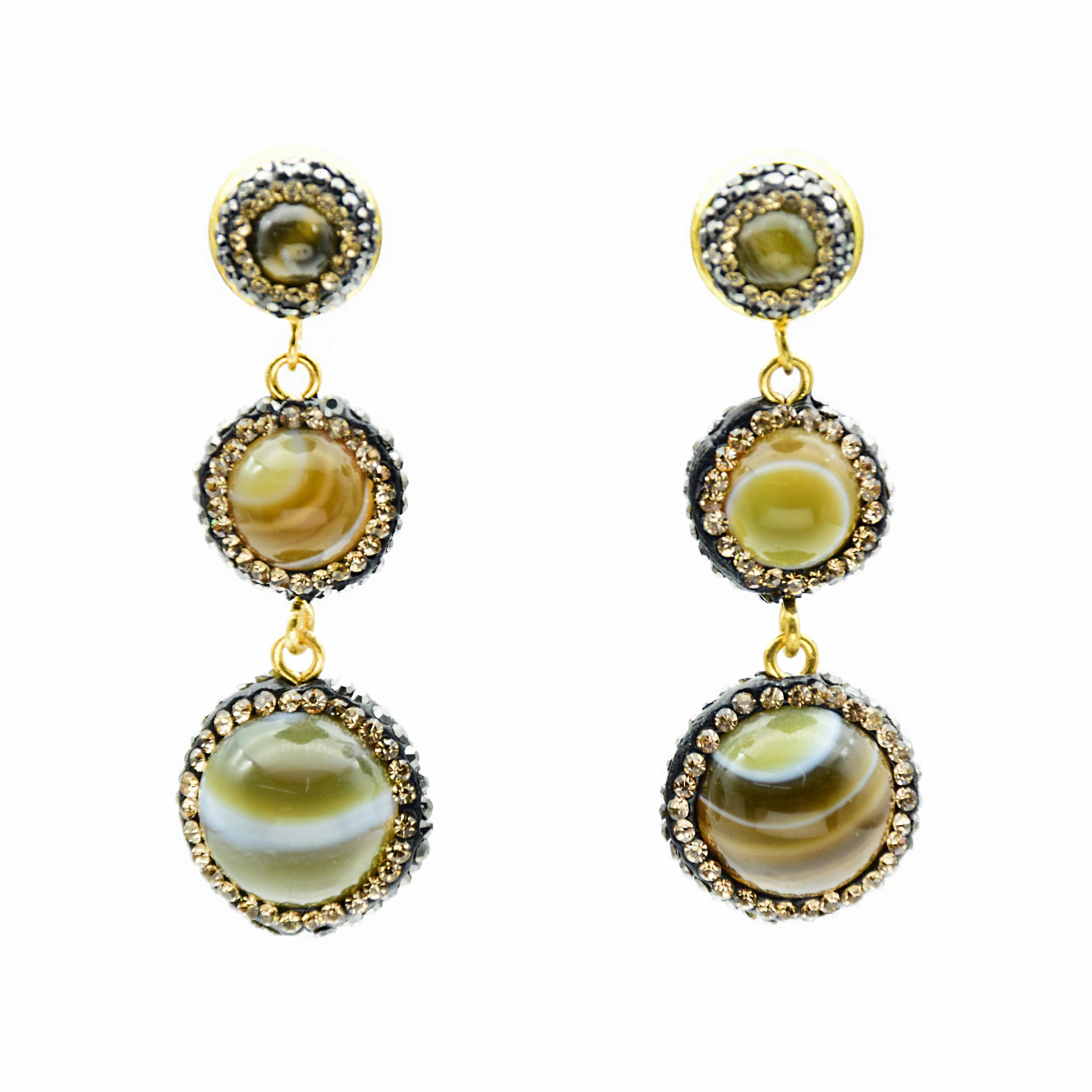 Круглый натуральный камень бусины серьги ручной работы геометрические Подвески