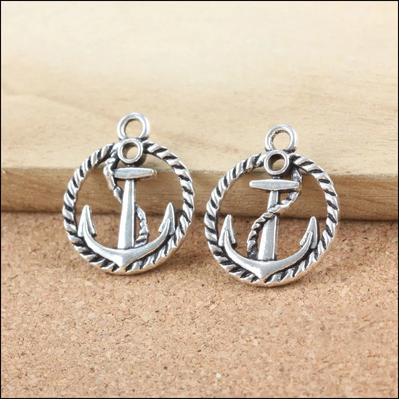 

10 Pieces/Lot 24mm*20mm Antique Silver Plated anchor charms pandent diy handmade craft For Jewelry Making
