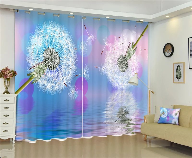 3D затемненные шторы с одуванчиками и цветами здоровые не загрязняющие