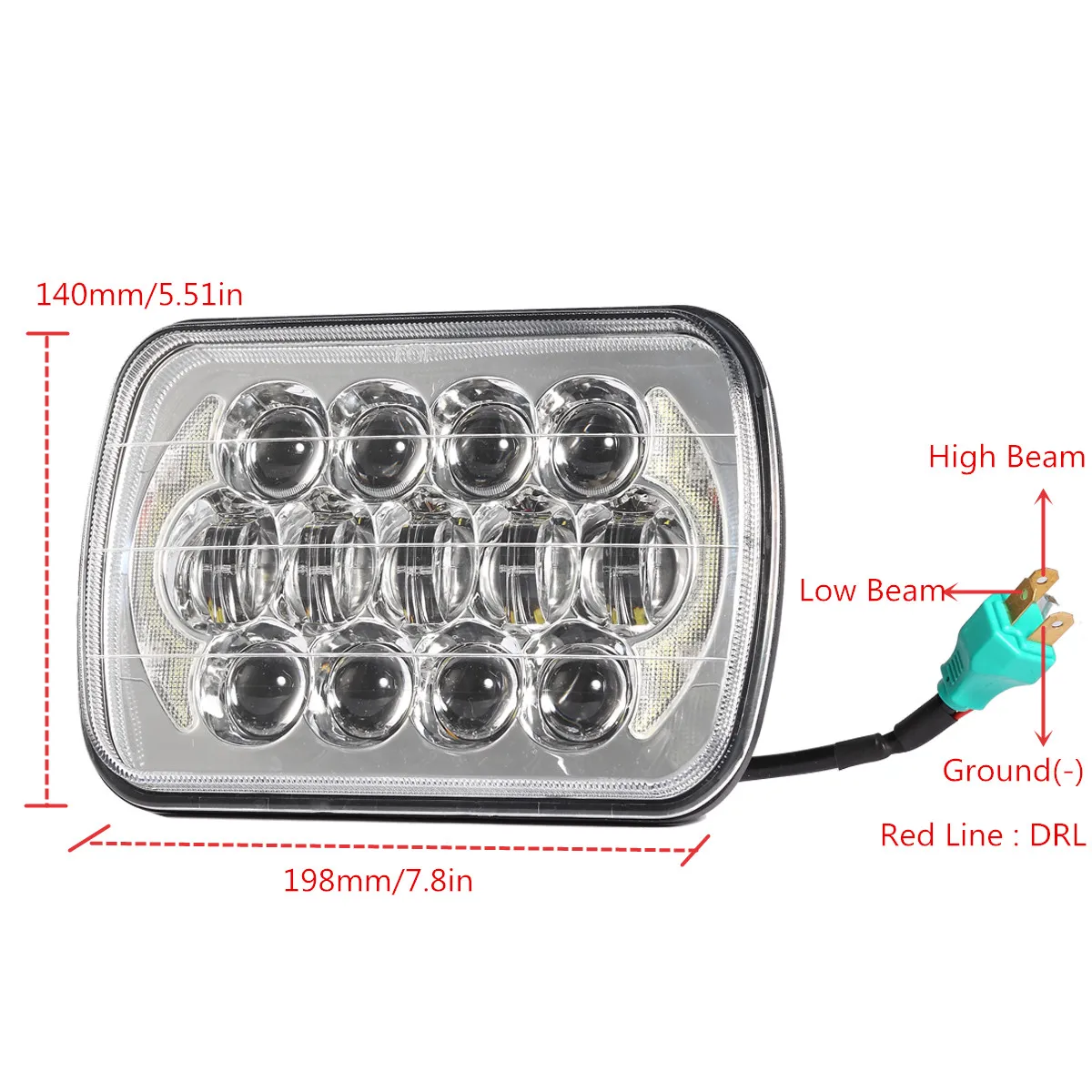 

2pcs 5" x 7" 7'' Square LED Headlight DRL Hi/Lo Beam for Chevrolet Jeep Cherokee XJ YJ MJ Ford Jeep Wrangler YJ