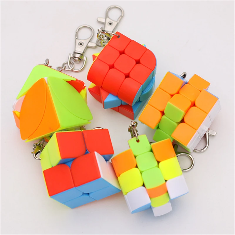 Zcube брелок мини 2x2 3x3 трехгранник цилиндр магический куб креативный куб подвесные украшения-красочные