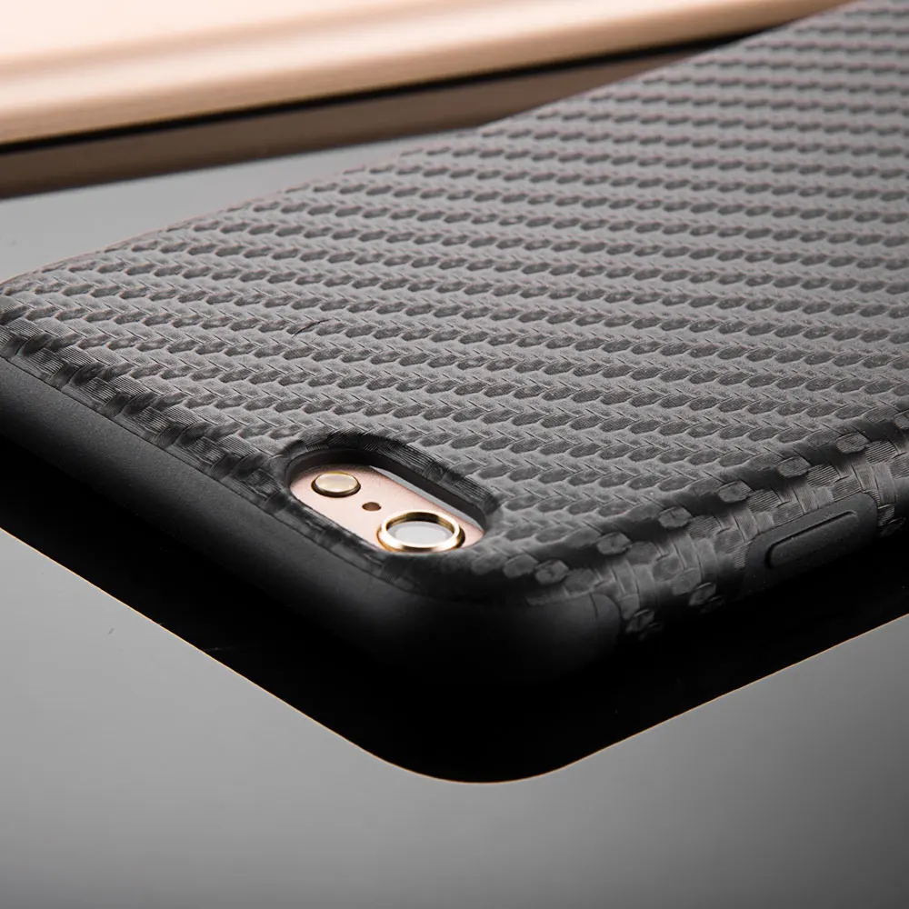 Черный белый цвет углерода Волокно мягкий чехол для iPhone 6/6 s 4.7/плюс 5.5 силикон кожа