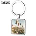 Брелки TAFREE с турецким пейзажем, воздушный шар, картина с серебряным покрытием, квадратная Фотосумка, подвеска, романтичное ювелирное изделие FA44