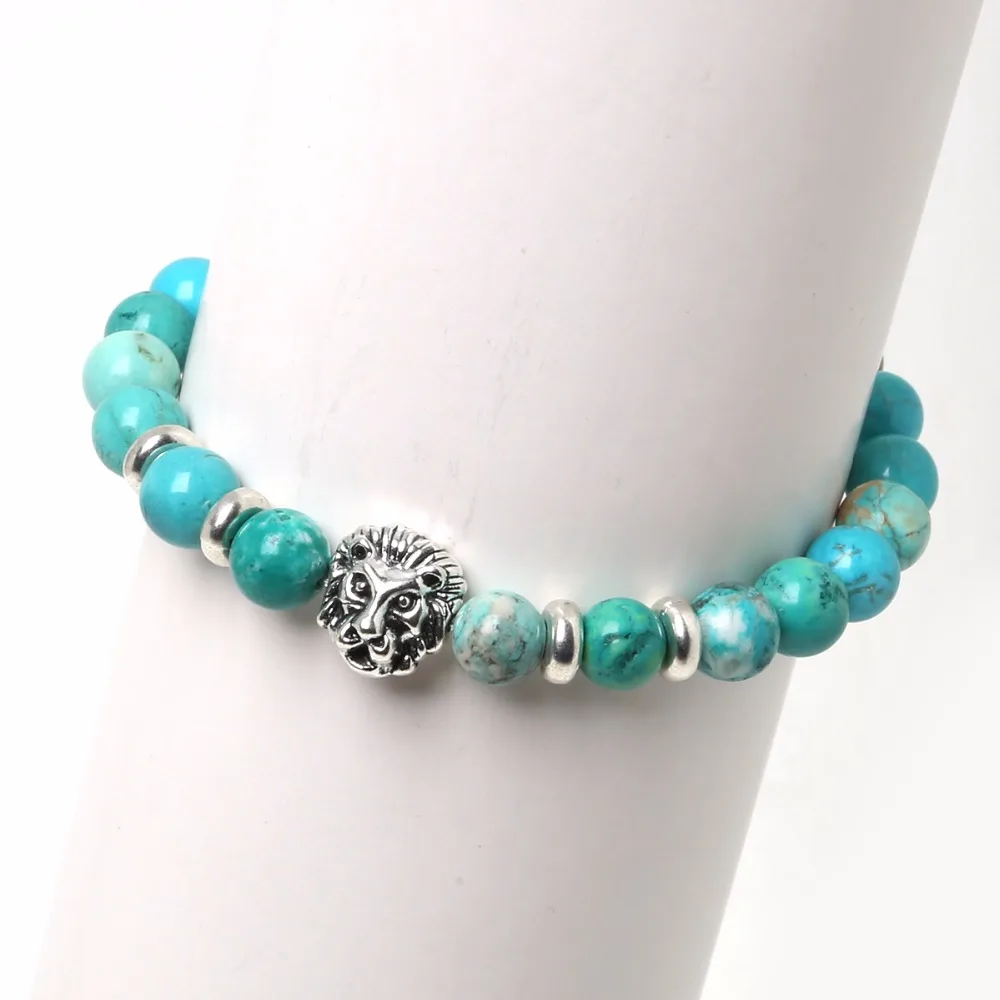 Оптовая продажа античный золотой тон голова льва браслет Роза quart Малахитовый