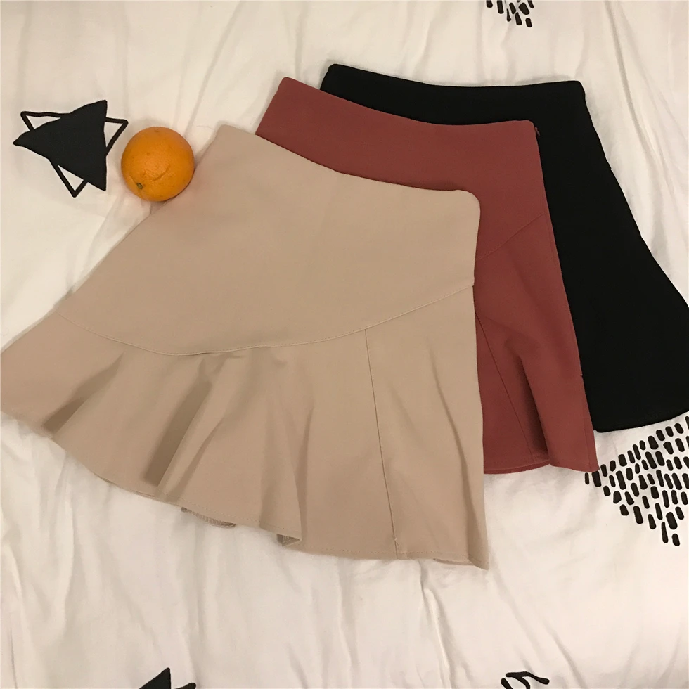 Flavor bust skirt summer 2017 female all-match high waist black slim hip a pleated causal short | Женская одежда