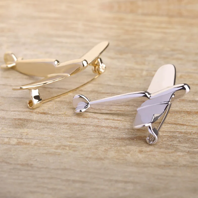 Высокое Качество 18 К Позолоченный Сплав Металла Самолет Брошь Милый Броши Клип