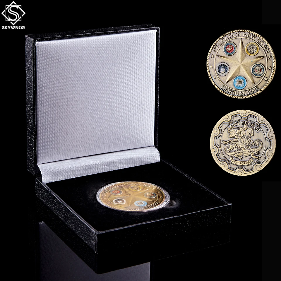 Бронзовая Монета США 2003 военная операция в Ираке новый рассвет Святейший Джордж