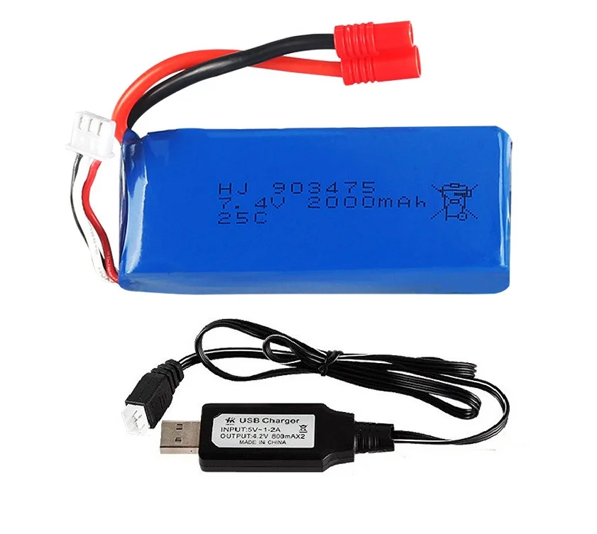 Фиолетовый 7,4 V 2000 mAh 12428 для квадрокоптера SMRC X8C X8W X8G 7,4 V 2000 mAh аккумулятор Lipo большой емкости 903475 - Цвет: Фиолетовый