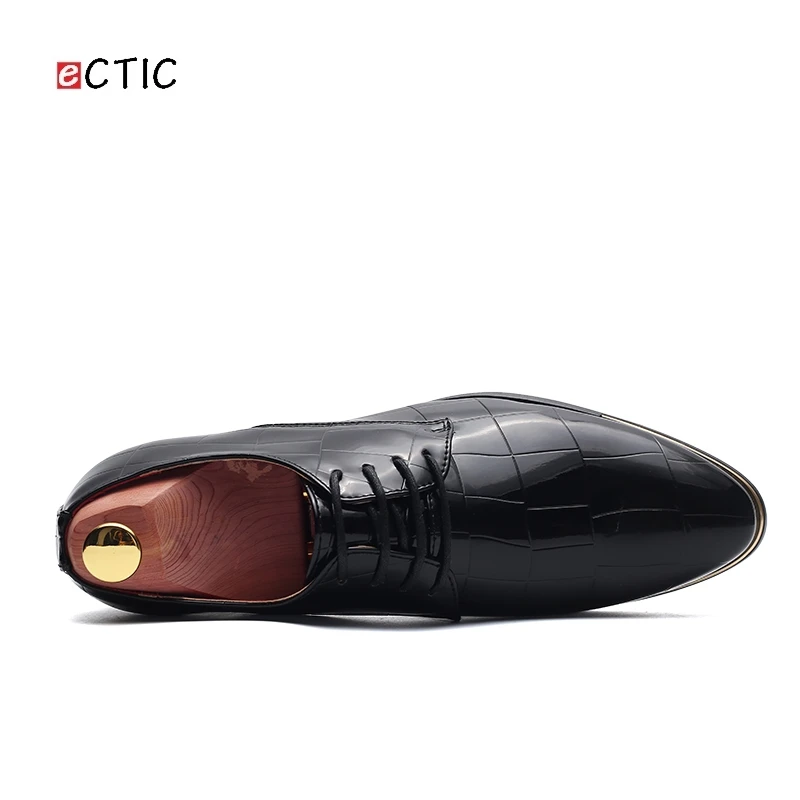 Классические модные туфли Ectic в клетку из лакированной кожи для мужчин летние