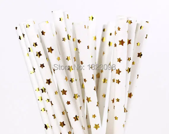 Бумажные соломинки 25 шт./лот из фольги золотого/серебряного цвета питьевые для