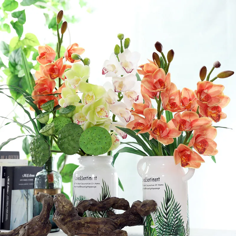 3D печать Cymbidium Орхидея латексный настоящий сенсорный цветок искусственные цветы для дома Свадебные Декоративные искусственные цветы искусственные