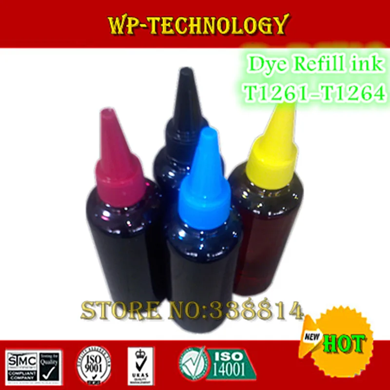 

[Dyebased]Compatible refill ink suit for Epson T1261 - T1264 ,suit for Epson Workforce 520 / Workforce 635 . high quality ink.