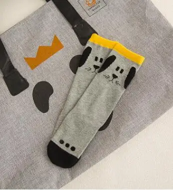 Gray dog Носки для девочек хлопковые носки до колена с милым рисунком медведя и панды для малышей теплые гетры, осенняя одежда, гольфы для мальчиков модные носки для малышей - Цвет: Gray dog