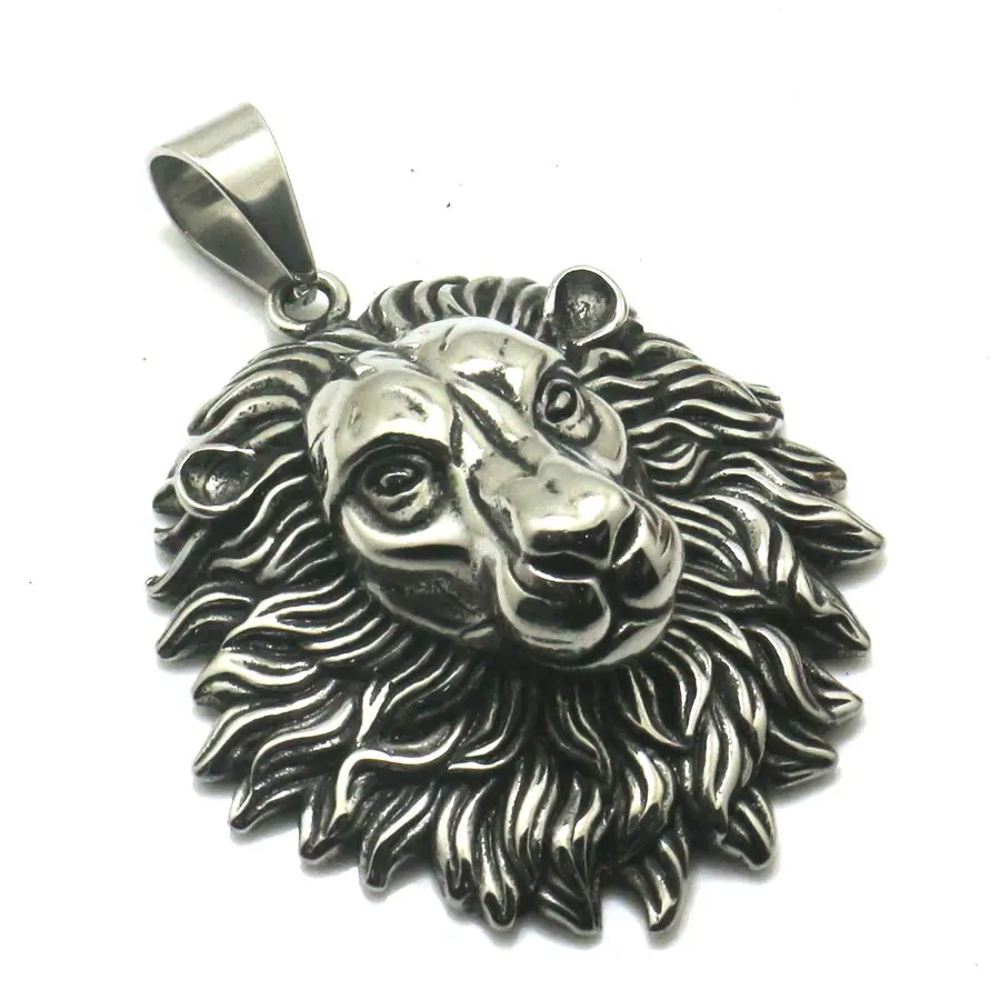 Мужской большой золотой кулон из нержавеющей стали 316L с изображением короля льва