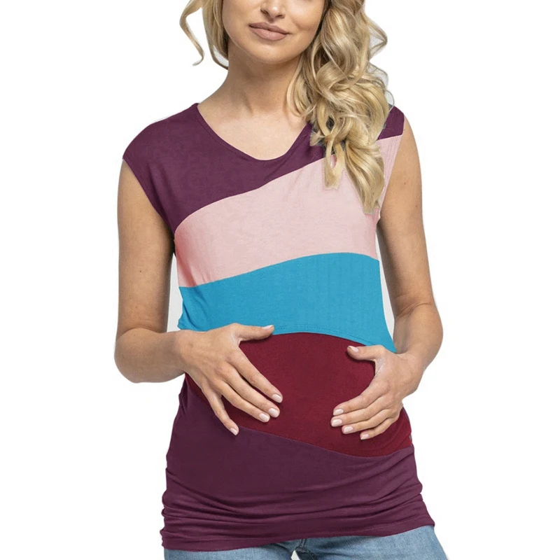 Новая горячая Распродажа для беременных топы без рукавов женские майки в полоску