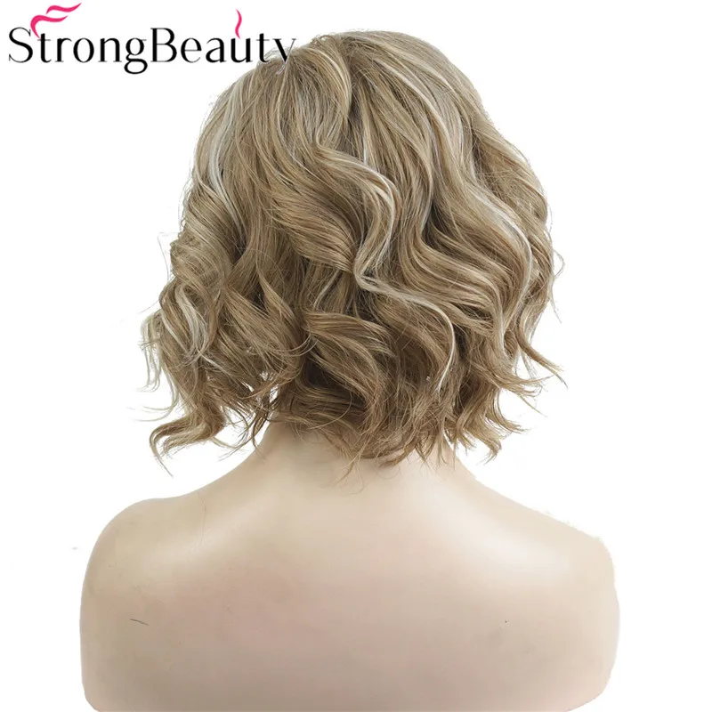 StrongBeauty короткие волнистые светлые парики термостойкие синтетические парики женские волосы