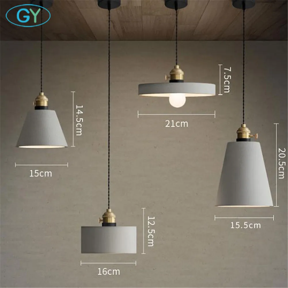 Художественная дизайнерская цементная лампа американская серая Подвесная для