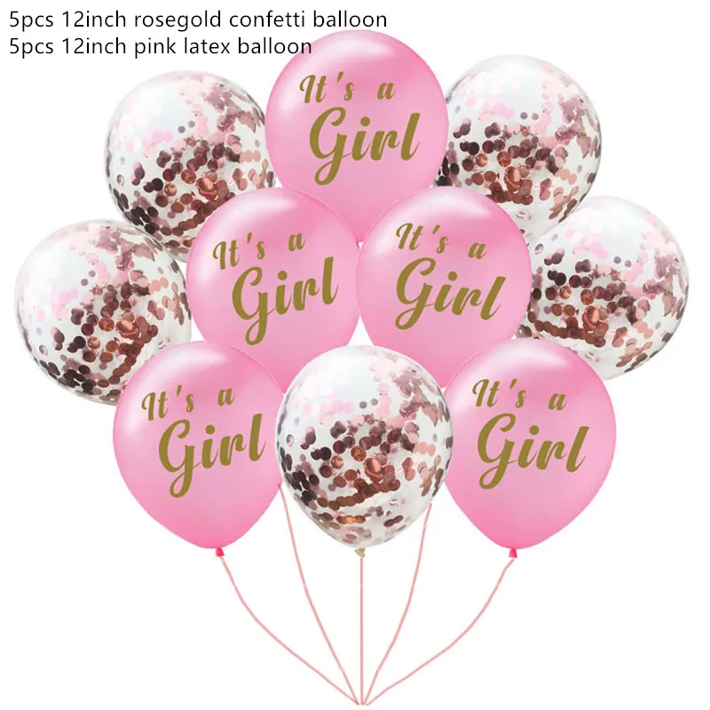 10pcs girl set Baby Shower украшения это мальчик девочка баннер Пол свидетельствуют о Oh Baby шар День рождения украшения детских товаров - Цвет: 10pcs girl set