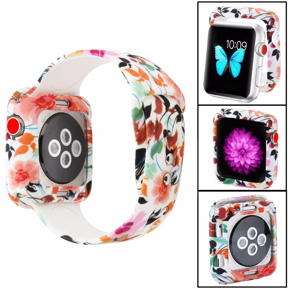 Мягкий силиконовый ремешок для часов Beorcabo с цветочным принтом Apple Watch Band 1 2 3 серии