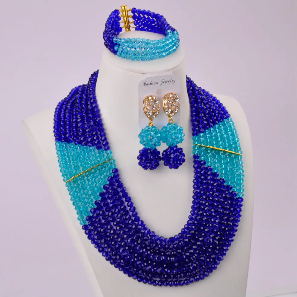 Королевский синий и Озерный африканские бусы ожерелье комплект ювелирных