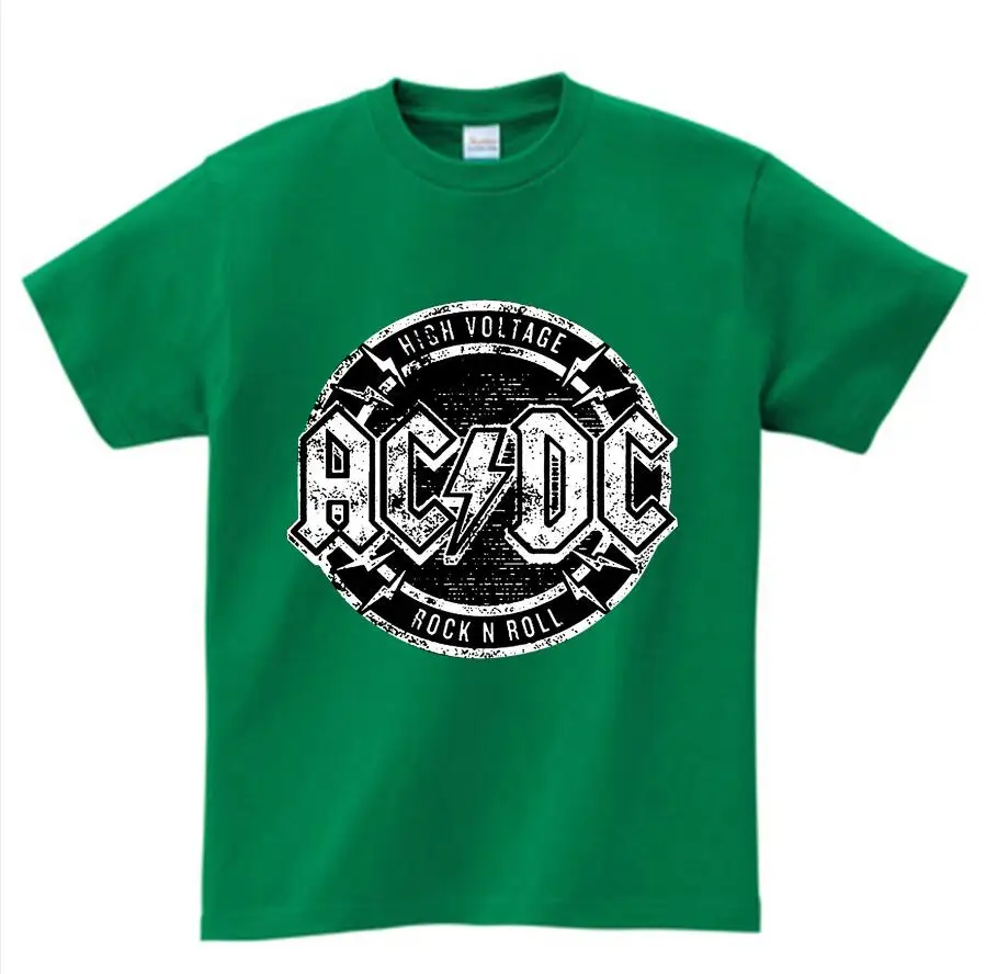 green childreT-shirt Футболка с принтом «Группа AC/DC Rock» для мальчиков и девочек, короткая футболка с круглым вырезом, топы с принтом «тяжелый металл», Детская футболка, От 3 до 8 лет NN - Цвет: green childreT-shirt