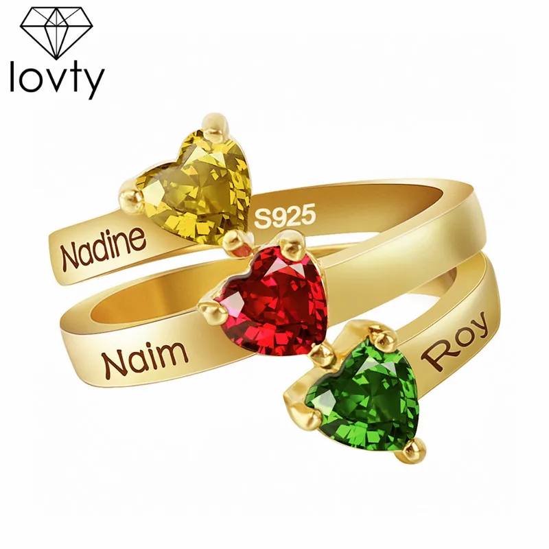 Персонализированные обручальные кольца lovty с 3 камнем Бесконечность кольцо