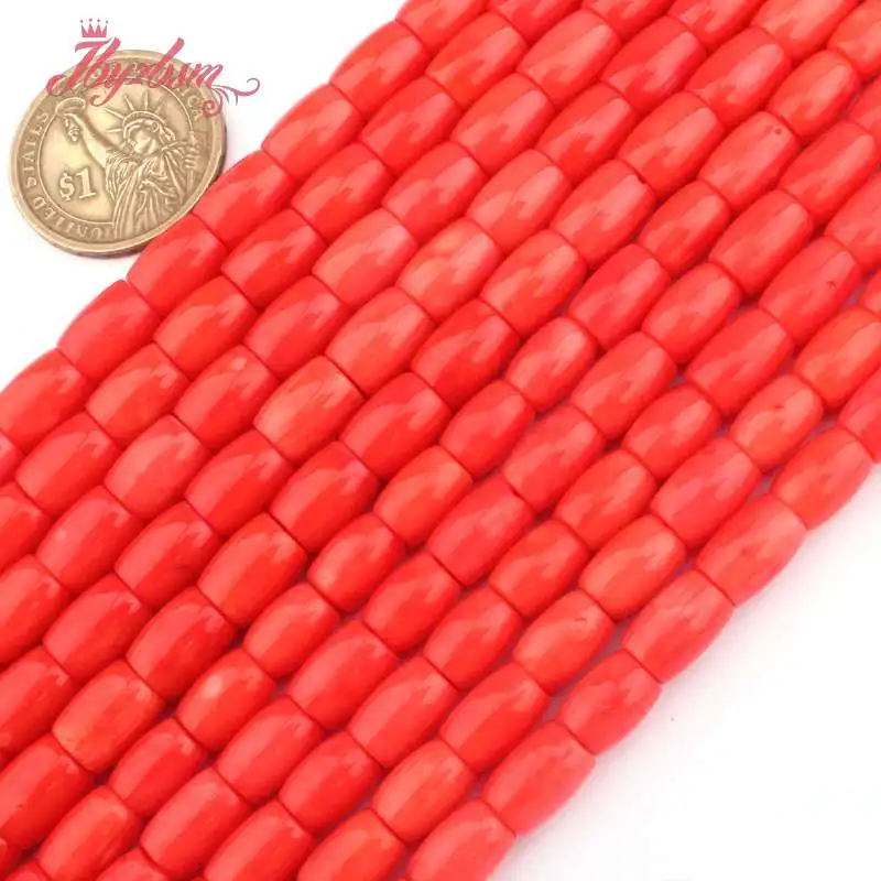 8x10 7x10mm Smooth Column Orange Coral Beads Natural Stone For DIY Necklace Bracelets Jewelry Making 15&quot Free Shipping | Украшения и