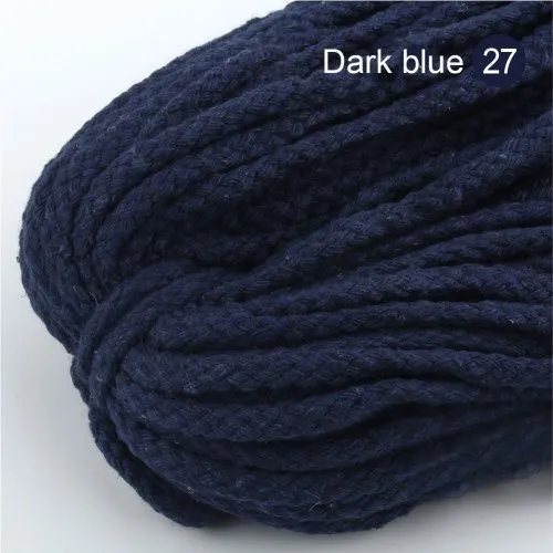 27 Dark blue 5 мм цветная витая веревочка из хлопка, тканые веревочные шнуры, ручная работа, ручная работа, сумка на шнурке, аксессуары, 5 метров - Цвет: 27 Dark blue