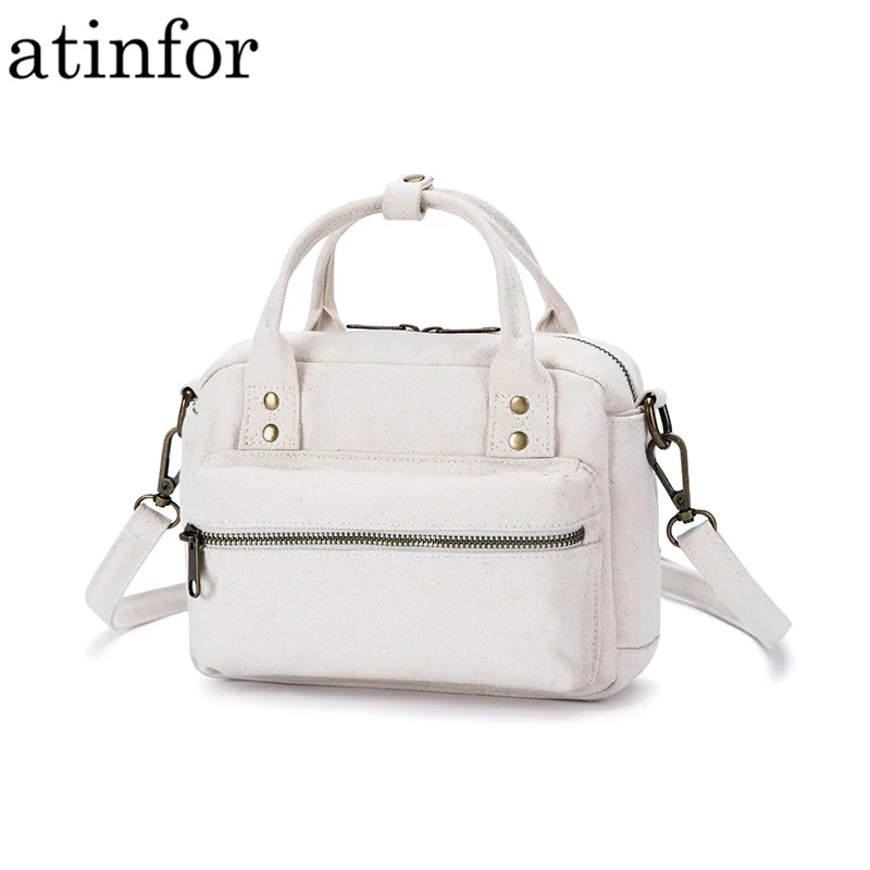 Минималистичная Эко хлопок парусина маленькая Бостонская сумка женские