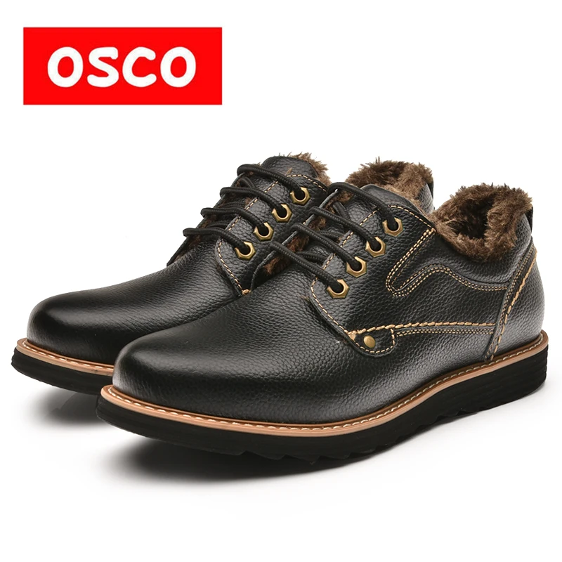 OSCO PUBG Factory Direct WINTER New Men Cow Leather Boots Fashion Casual WARN Ankle Boots#RUC3635 | Обувь