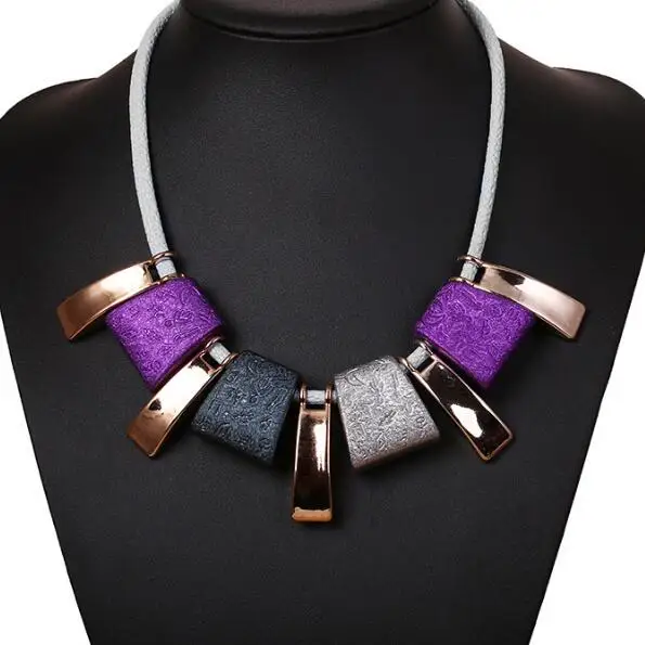 Тусклый лак квадратное ожерелье цепочка ключицы модная кожаная веревка