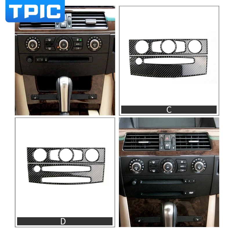 

Carbon Fiber Interior Trim Air conditioning CD Control Panel Car Styling Stickers For BMW e60 5 series 2004-2010 accessories