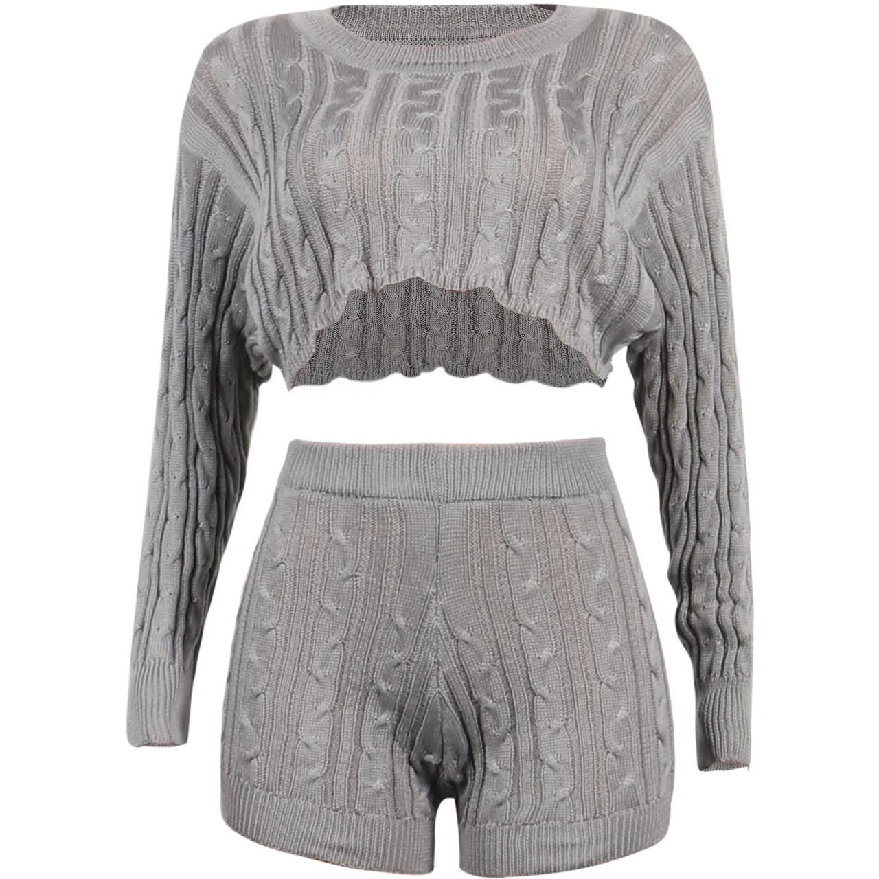 Женский сексуальный зимний свитер однотонный комплект из двух предметов