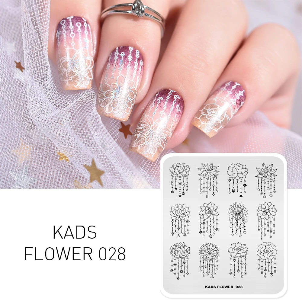 KADS шаблон для ногтей DIY штамп изображение пластина прямоугольные пластины