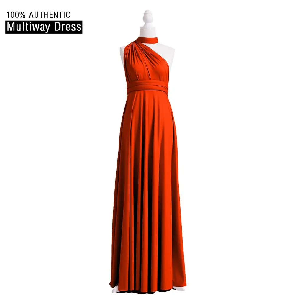 Burnt Orange Пыльно-голубое платье подружки невесты, длинное платье бесконечности, многоканальное платье с запахом, пыльно-синее платье на одно плечо, длина до пола, платья-трансформер - Цвет: Burnt Orange