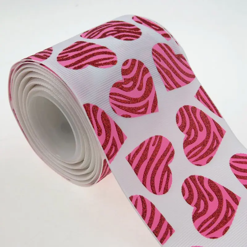 Новое поступление лента на День святого Валентина 75 мм чернила и красные блестки