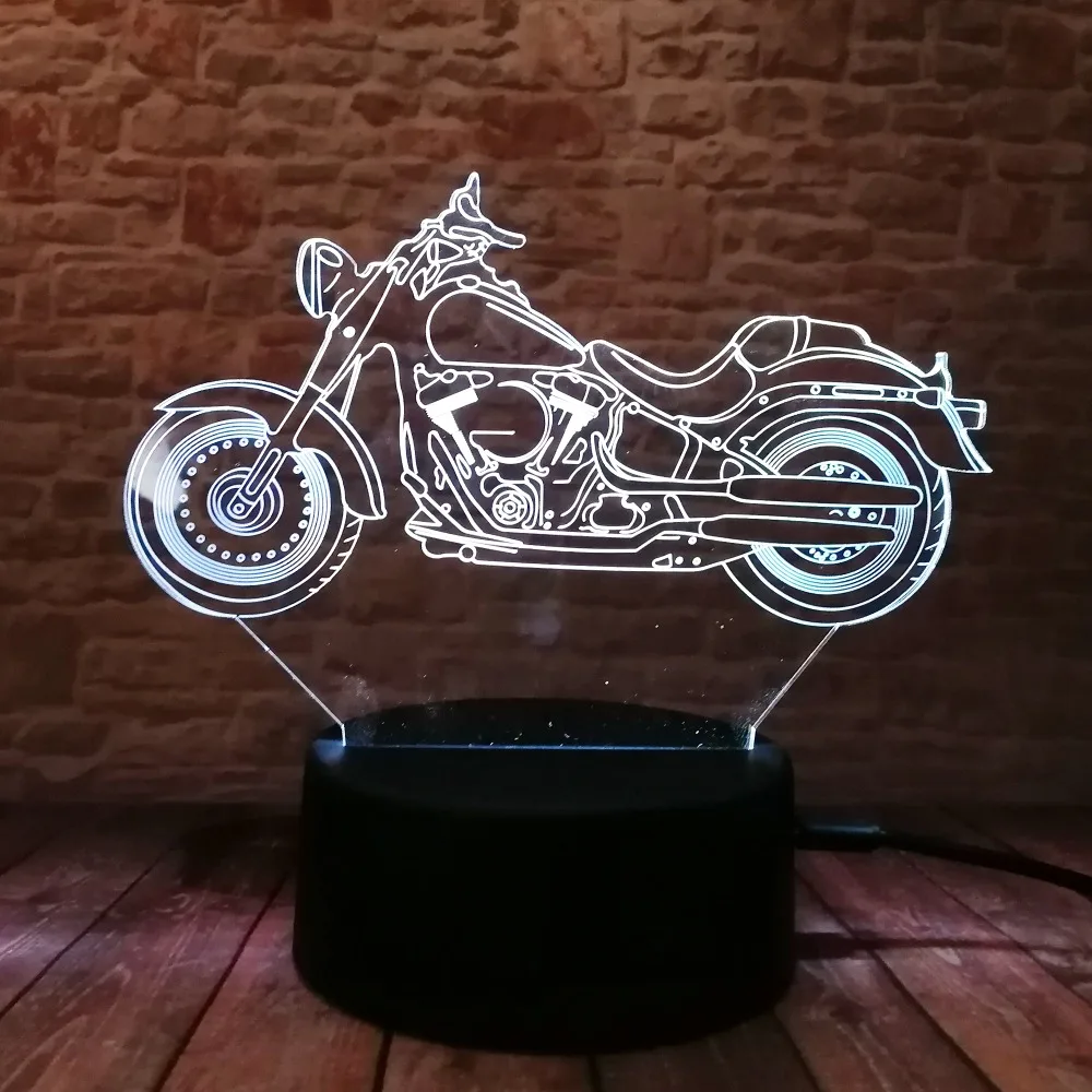 3D мотоциклетный Ночной светильник акриловая RGB иллюзия визуальная настольная