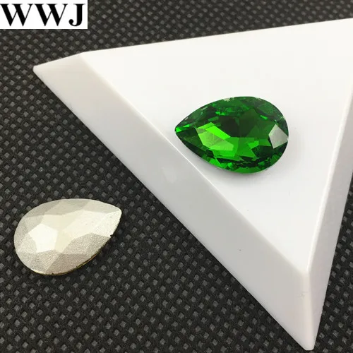 grass green Все размеры цвета Кристалл каплевидный необычный камень заостренный назад ювелирные изделия в виде капли бусины стекло 7x10, 10x14~ 30x40 мм без отверстий Красочные капли - Цвет: grass green