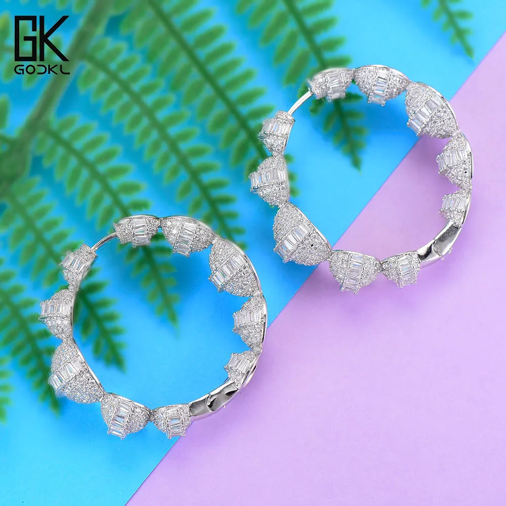 GODKI Роскошные диско шары кубический циркон массивные большие серьги кольца для